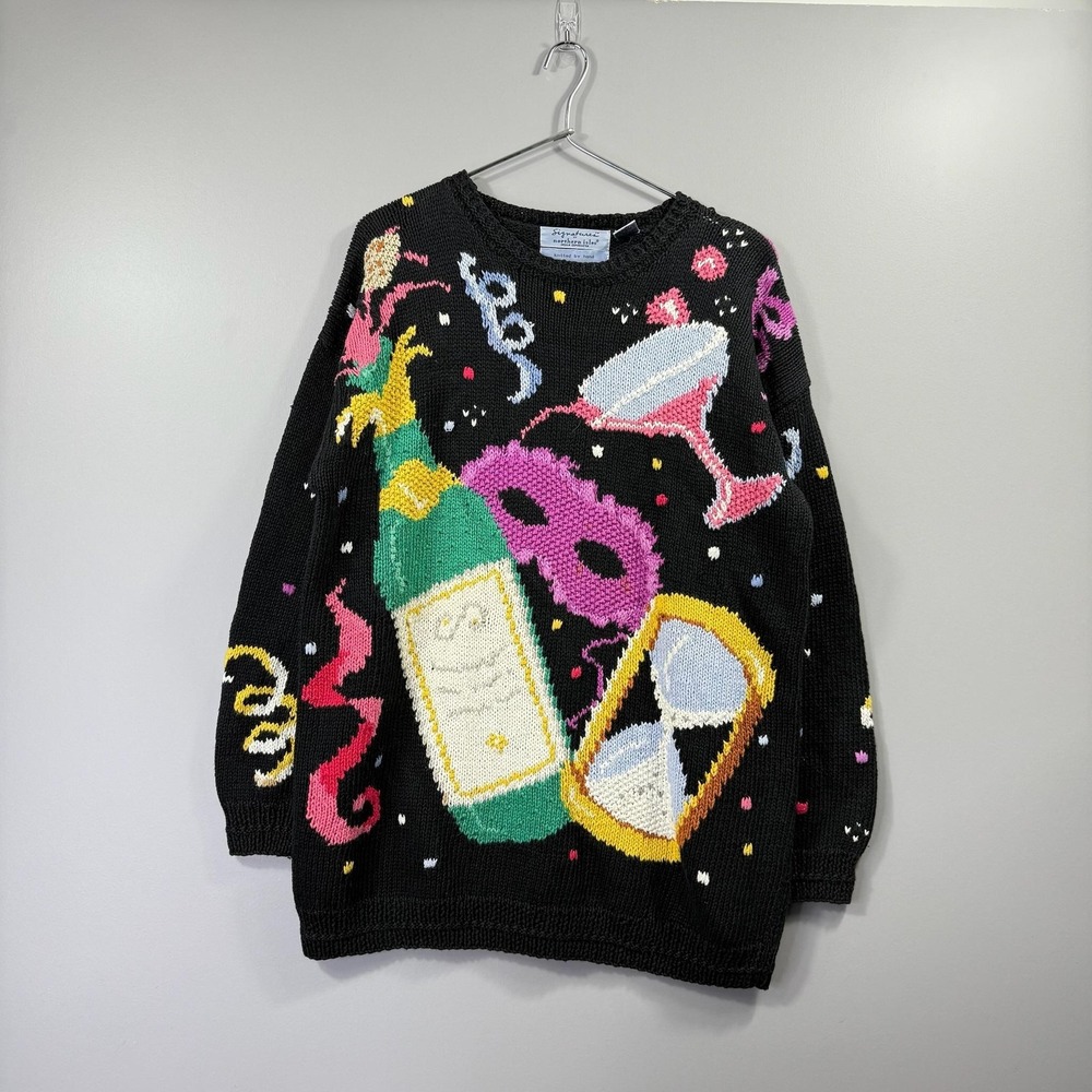 Vintage Signature By Northern Isles Sweater Womens Large New Years Ugly 80s